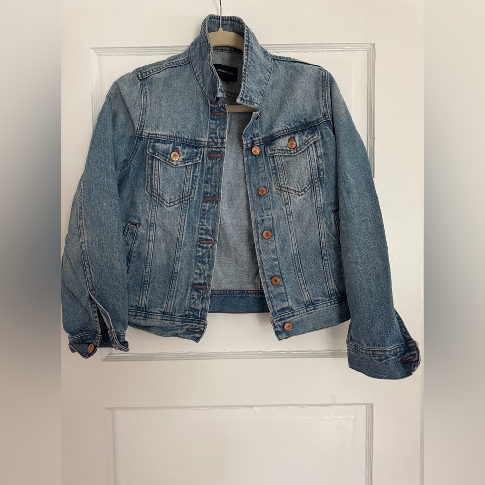 JCrew Jean jacket with rose gold buttons